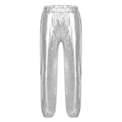 Leggings pentru copii, băieți, fete, lucioase, metalice, cu talie elastică, pantaloni punk lungi, toamnă pentru copii, îmbrăcăminte hip hop, pantaloni de streetwear