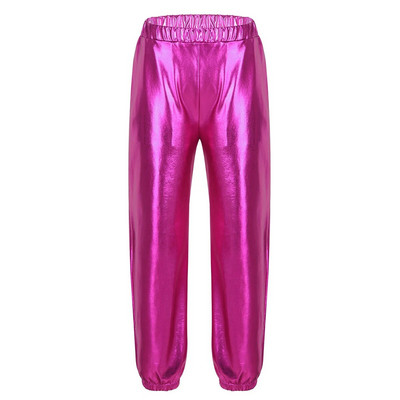 Leggings pentru copii, băieți, fete, lucioase, metalice, cu talie elastică, pantaloni punk lungi, toamnă pentru copii, îmbrăcăminte hip hop, pantaloni de streetwear