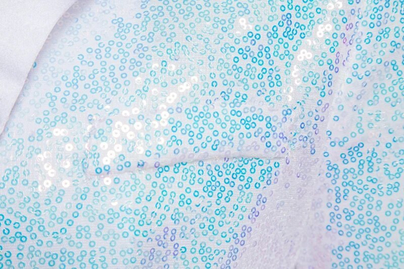 Blazer alb strălucitor cu paiete pentru bărbați, cu un singur buton, cu guler la vârf, jachetă smoking pentru bărbați, nuntă, mire, petrecere, bal, scenă, costum masculin