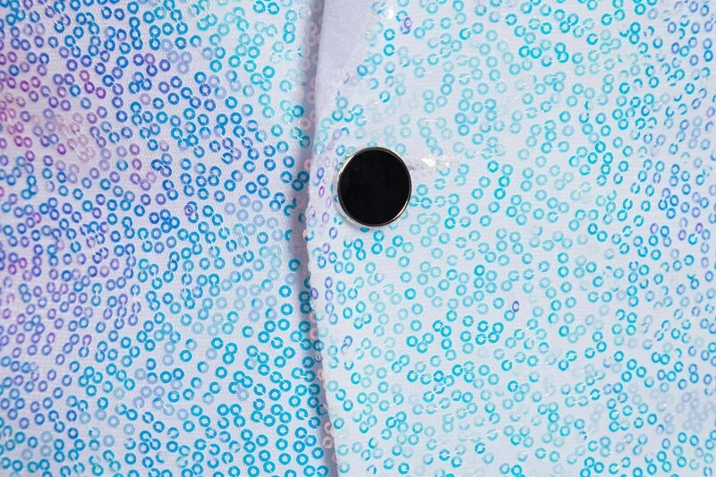 Blazer alb strălucitor cu paiete pentru bărbați, cu un singur buton, cu guler la vârf, jachetă smoking pentru bărbați, nuntă, mire, petrecere, bal, scenă, costum masculin