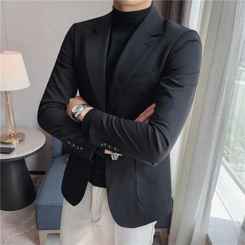 Моден бутиков мъжки бизнес ежедневен блейзър Slim Fit яке Черно бяла парти рокля Сватбен костюм Топ M-3XL Costume Homme