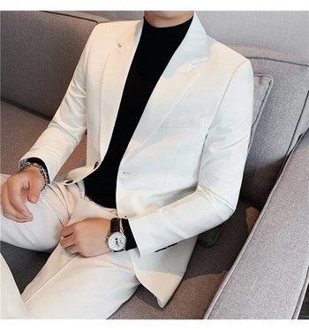 Fashion Boutique Ανδρικά επαγγελματικά Casual Blazer Slim Fit Jacket Μαύρο λευκό φόρεμα για πάρτι Νυφικό Top M-3XL Costume Homme