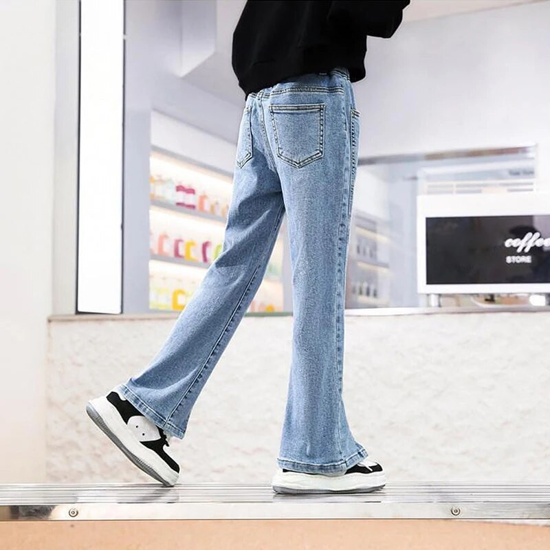 4 6 8 10 12 ani Adolescent Fete Pantaloni Denim Noua Moda Blugi Despicati Pentru Fata Pantaloni Clopote Copii Pantaloni Primavara Copii Haine