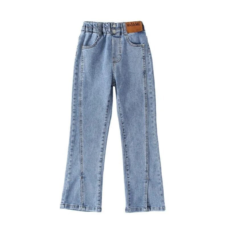 4 6 8 10 12 ani Adolescent Fete Pantaloni Denim Noua Moda Blugi Despicati Pentru Fata Pantaloni Clopote Copii Pantaloni Primavara Copii Haine
