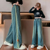 Blugi pentru copii 10 12 13 14 ani Moda Copii largi Pantaloni largi Toamna Albastru Casual Tot-se potrivesc Scoala Adolescente Fete Pantaloni