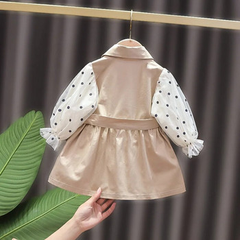 Βρεφικά ρούχα Κοριτσίστικα παλτό με ζώνη Παιδικό μπουφάν Παιδικό ανοιξιάτικο φθινόπωρο Κορεάτικο στυλ Χαριτωμένο ανεμοθραύστη για κοριτσάκια Trench