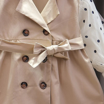 Бебешко облекло Палто за момичета с колан Детско яке Детско пролетно есенно корейски стил Сладък тренч Ветровка за момичета