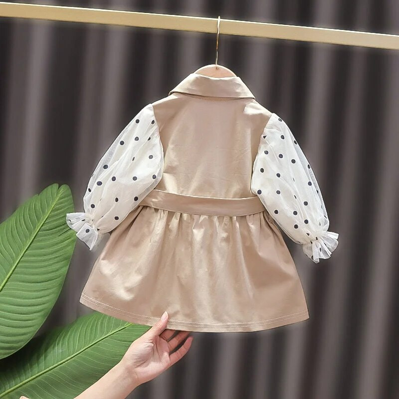 Îmbrăcăminte pentru bebeluși Palton pentru fete cu centură Jachetă pentru copii, primăvară, toamnă, stil coreean, trench drăguț pentru fetițe.