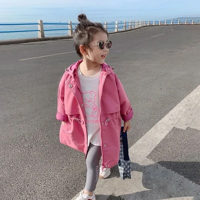 Módne dievčenské chlapčenské dievčenské tričko s kapucňou, bavlnené, pre dojčatá a batoľatá, pre dospievajúcich, vetruodolné, ružové, prešívané, detské oblečenie 1-14 rokov