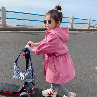 JENYA Hanorace noi de primăvară Hanorac pentru fată, stil lung, haină pentru fete, cadou de aniversare pentru copii, îmbrăcăminte exterioară