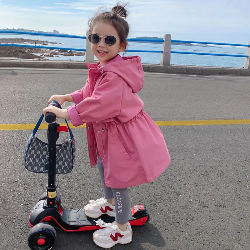 JENYA Hanorace noi de primăvară Hanorac pentru fată, stil lung, haină pentru fete, cadou de aniversare pentru copii, îmbrăcăminte exterioară