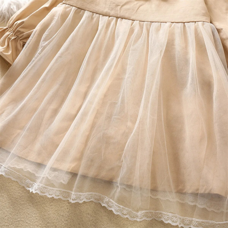 Laste ühekihiline Trench-mantel võrgust pits, lilleline printsessi kleit, tuulepluus, tüdrukute kevadine ülerõivas, pikad mantlid 2–7 aastat