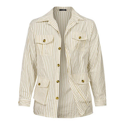 Blazer din bumbac cu mai multe buzunare Jachetă pentru bărbați, cu mânecă lungă, cu dungi, cu mânecă lungă, haine pentru bărbați, ținute casual de primăvară cu rever