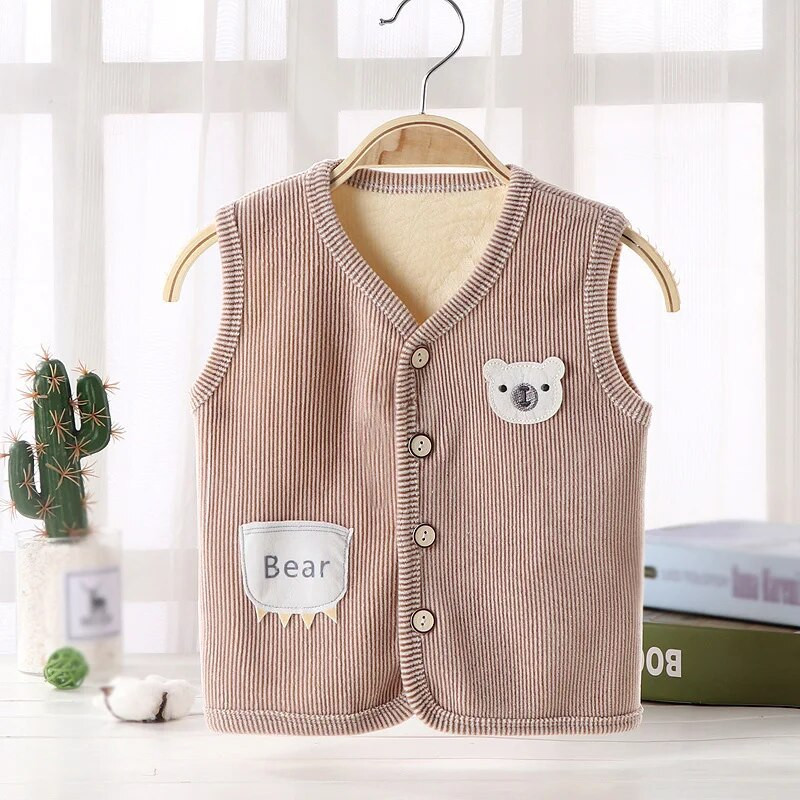 Rudens žiemos vaikiška liemenė Animacinis filmas lokys aksomu pastorintas šiltas liemenes Vaikams kūdikiams berniukams mergaitėms korėjiečių laisvalaikio viršutiniai drabužiai