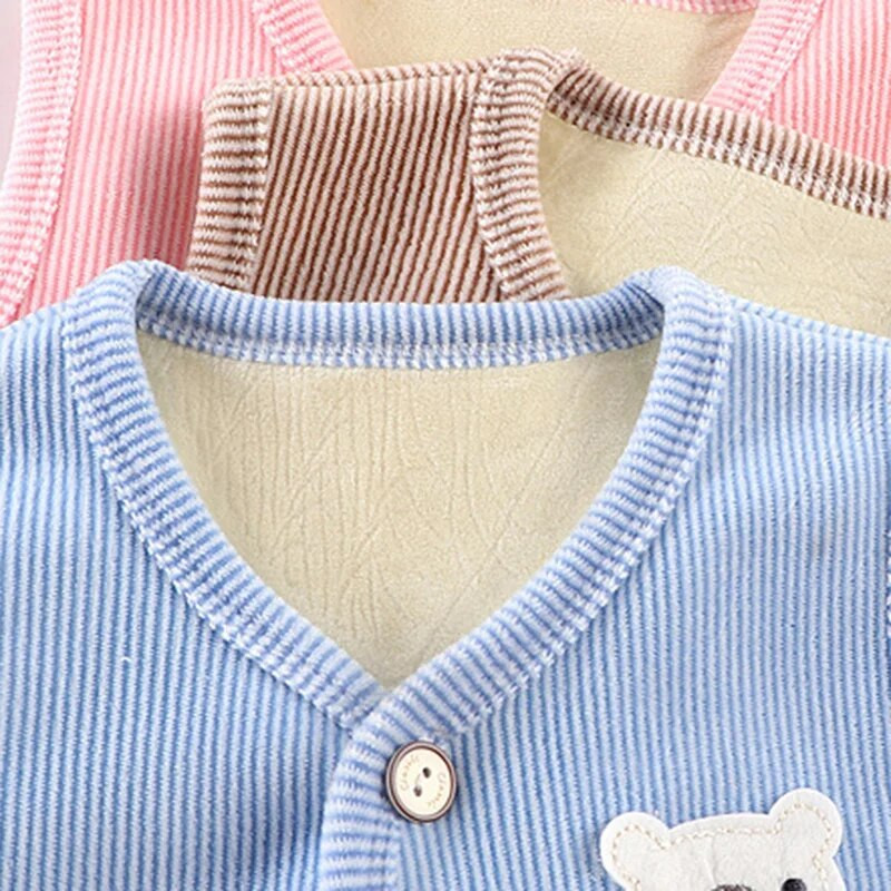 Rudens žiemos vaikiška liemenė Animacinis filmas lokys aksomu pastorintas šiltas liemenes Vaikams kūdikiams berniukams mergaitėms korėjiečių laisvalaikio viršutiniai drabužiai