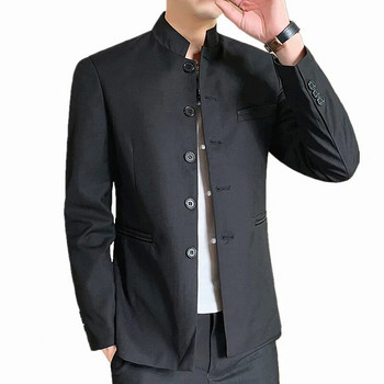 Φθινοπωρινό νέο ρετρό κοστούμι Blazer Ανδρικό μονόστομο όρθιο γιακά Αντρικό μακρυμάνικο μπουφάν μαύρο μπλε κρασί κόκκινο πανωφόρι 6xl