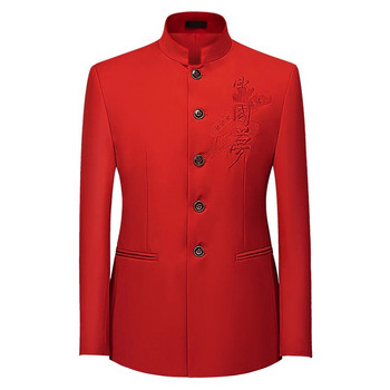 Φθινοπωρινό νέο ρετρό κοστούμι Blazer Ανδρικό μονόστομο όρθιο γιακά Αντρικό μακρυμάνικο μπουφάν μαύρο μπλε κρασί κόκκινο πανωφόρι 6xl