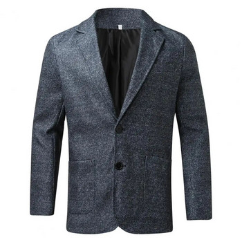 Ανδρικό παλτό επαγγελματικό παλτό Επίσημο ανδρικό παλτό με πέτο καρό στάμπα μακρυμάνικη ζακέτα με διπλά κουμπιά Patch τσέπες Ανδρικό σακάκι