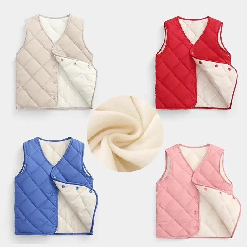 Rudens žiema Nauja vaikiška pūkinė medvilnė plius aksominė liemenė berniukams mergaitėms kūdikiams šiltos liemenės vaikiška stora liemenė potvynių liemenė