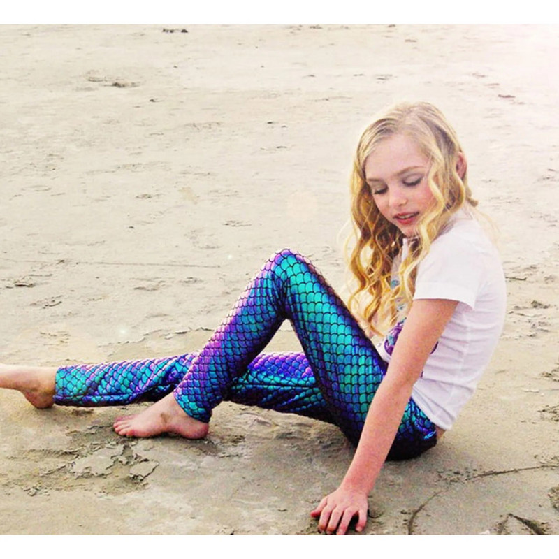 Fish Scale Retuusid Tüdrukute Püksid Pehmed Elastsed Lapsed Retuusid Merineitsi Tüdrukud Skinny Püksid Püksid Laste Püksid Suveriided