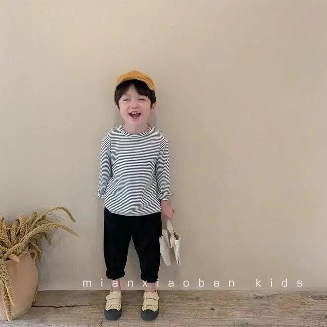 Chlapčenské nohavice, jarné a jesenné, bavlnené, voľné nohavice v kórejskom štýle pre chlapcov a dievčatá, cargo nohavice pre deti, ležérne športové nohavice, 3-7 rokov