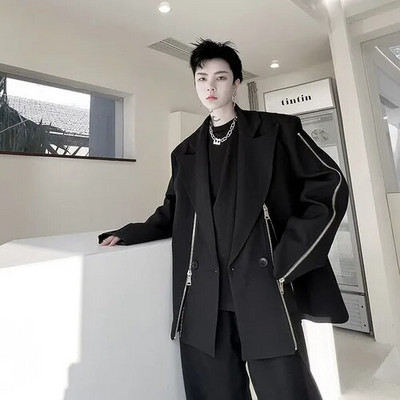 LUZHEN 2024 Άνοιξη Νέα μόδα Κομψό σχέδιο με φερμουάρ Spicing Casual Blazer Coat Ανδρικό High Street Πρωτότυπο σακάκι 29afe4