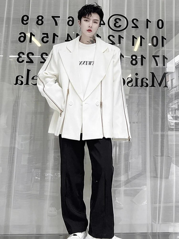 LUZHEN 2024 Άνοιξη Νέα μόδα Κομψό σχέδιο με φερμουάρ Spicing Casual Blazer Coat Ανδρικό High Street Πρωτότυπο σακάκι 29afe4