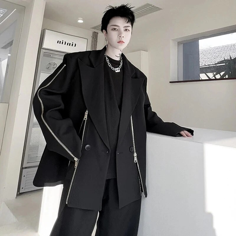 LUZHEN 2024 Άνοιξη Νέα μόδα Κομψό σχέδιο με φερμουάρ Spicing Casual Blazer Coat Ανδρικό High Street Πρωτότυπο σακάκι 29afe4