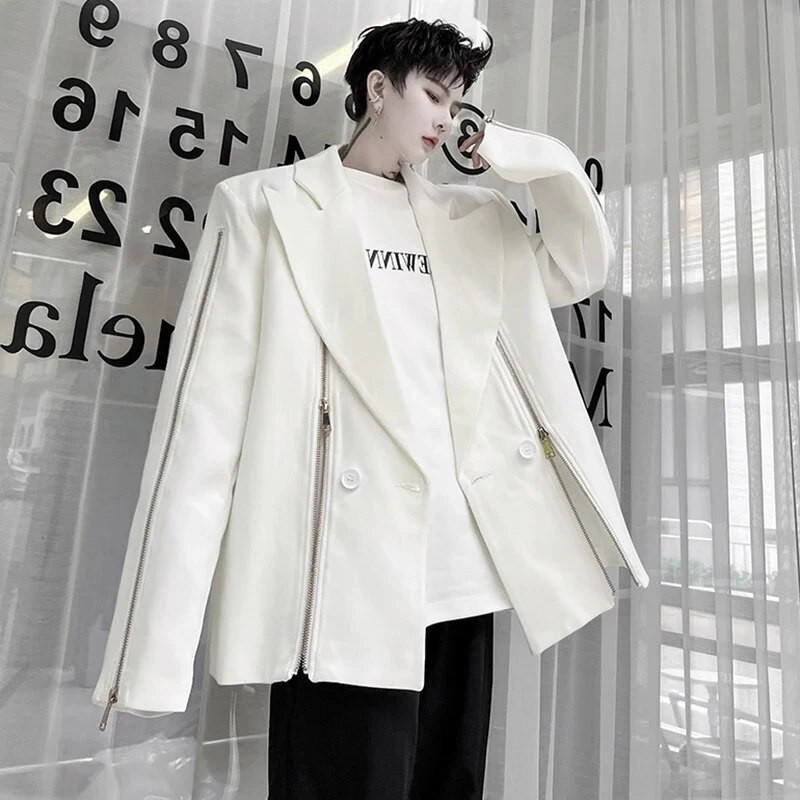 LUZHEN 2024 Άνοιξη Νέα μόδα Κομψό σχέδιο με φερμουάρ Spicing Casual Blazer Coat Ανδρικό High Street Πρωτότυπο σακάκι 29afe4