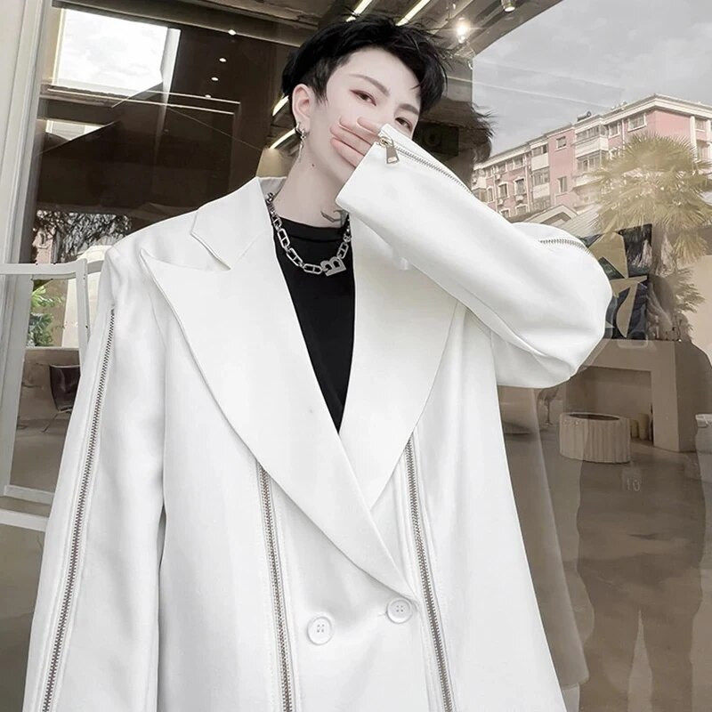 LUZHEN 2024 Άνοιξη Νέα μόδα Κομψό σχέδιο με φερμουάρ Spicing Casual Blazer Coat Ανδρικό High Street Πρωτότυπο σακάκι 29afe4