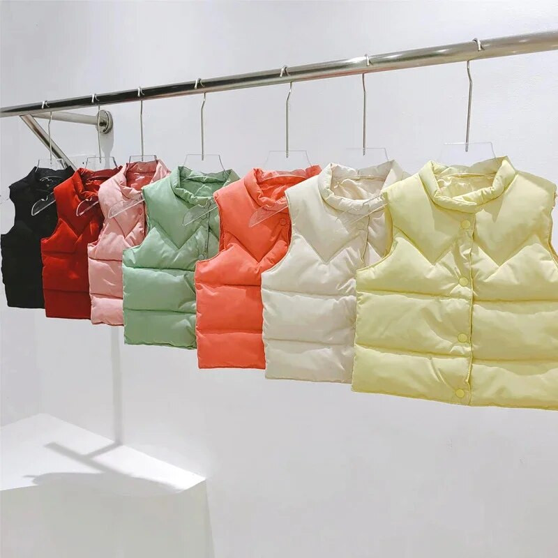 Kórejské detské teplé vesty, zimné dievčatá a chlapci, zahusťovacia vesta, vrchné oblečenie pre deti, dospievajúcich, bavlnené jednofarebné bundy, vesta pre 1-6 rokov