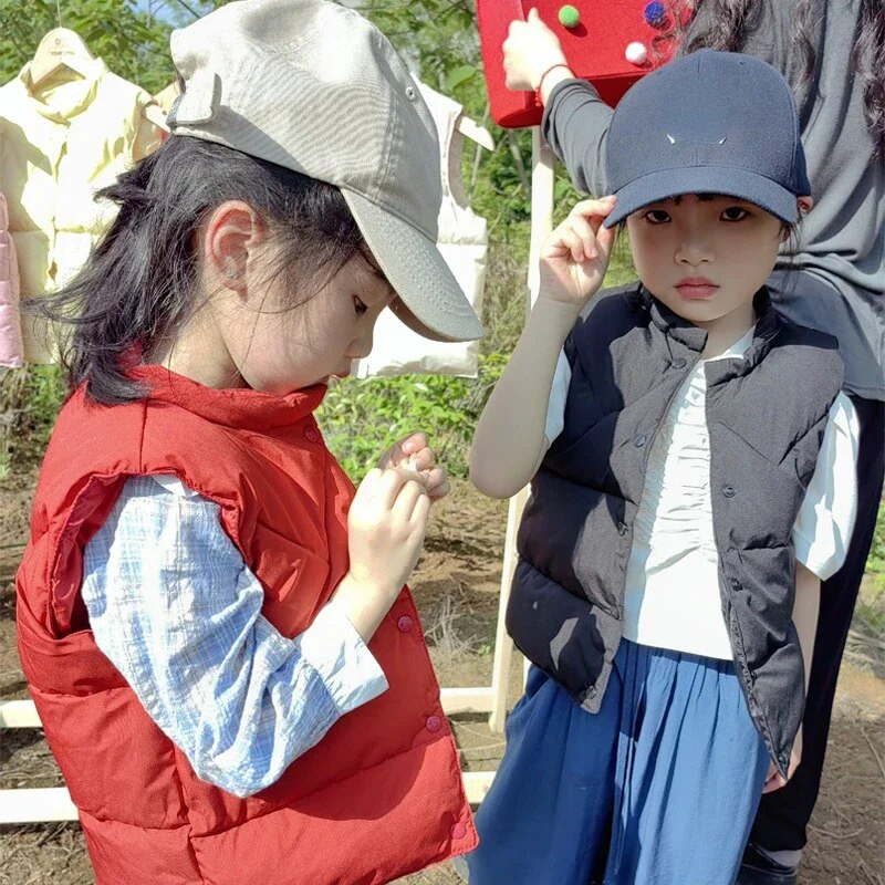 Kórejské detské teplé vesty, zimné dievčatá a chlapci, zahusťovacia vesta, vrchné oblečenie pre deti, dospievajúcich, bavlnené jednofarebné bundy, vesta pre 1-6 rokov