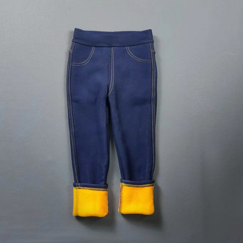 Детски панталони, зимни удебелени клинове за момичета, есенни и зимни топли панталони за момчета, сини, черни бебешки ежедневни панталони