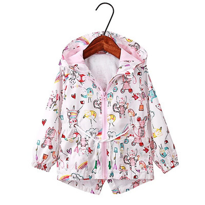 Letné dievčenské kabáty s podšívkou zo sieťoviny, detská bunda pre dievčatá 2-7 rokov, jesenné oblečenie 2022 pre batoľatá, dlhý dievčenský trenčkot s kapucňou