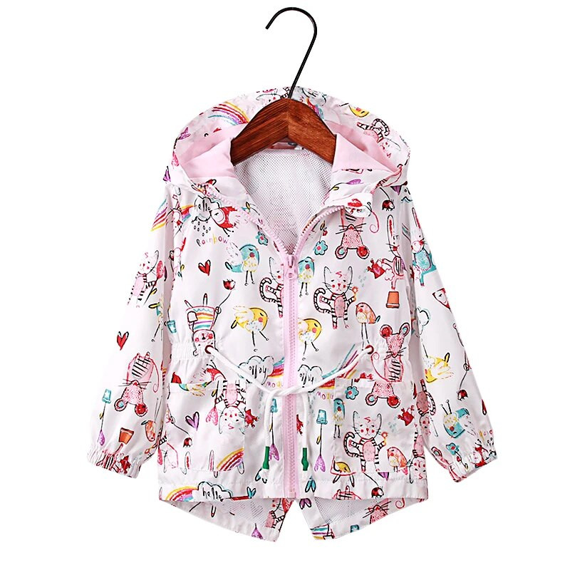 Letné dievčenské kabáty s podšívkou zo sieťoviny, detská bunda pre dievčatá 2-7 rokov, jesenné oblečenie 2022 pre batoľatá, dlhý dievčenský trenčkot s kapucňou