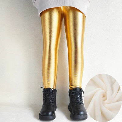 Sügis Talv Paks soe fliis Lapsed Tüdrukud Retuusid Läikiv Kuld Hõbedane Pikad Lapsed Poistele Punkpüksid