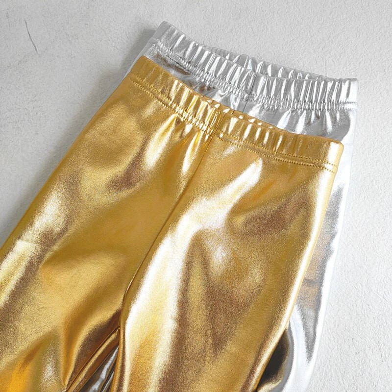 Sügis Talv Paks soe fliis Lapsed Tüdrukud Retuusid Läikiv Kuld Hõbedane Pikad Lapsed Poistele Punkpüksid