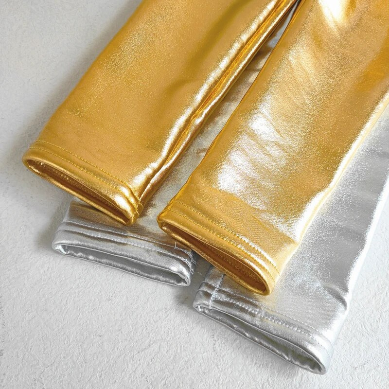 Sügis Talv Paks soe fliis Lapsed Tüdrukud Retuusid Läikiv Kuld Hõbedane Pikad Lapsed Poistele Punkpüksid