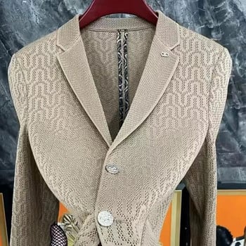 Ανοιξιάτικο μασίφ ζακάρ ζιβάγκο κοστούμι μόδας απλό επαγγελματικό πέτο Casual χαλαρά μπουφάν High Street Ανδρικά παλτό Ανδρικά ρούχα