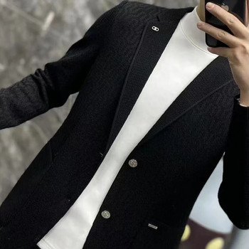 Ανοιξιάτικο μασίφ ζακάρ ζιβάγκο κοστούμι μόδας απλό επαγγελματικό πέτο Casual χαλαρά μπουφάν High Street Ανδρικά παλτό Ανδρικά ρούχα