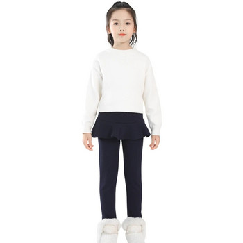 Топли поларени клинове SheeCute за малки момичета с пола Детски памучни кадифени панталони с дебела пола WCH1024