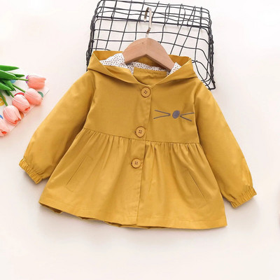 Kaputić za djevojčice Zimski kaput za djevojčice s crtežima mačaka, jakna s kapuljačom, dugih rukava, jesenska odjeća