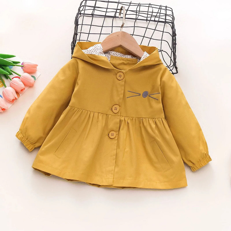 Kaputić za djevojčice Zimski kaput za djevojčice s crtežima mačaka, jakna s kapuljačom, dugih rukava, jesenska odjeća