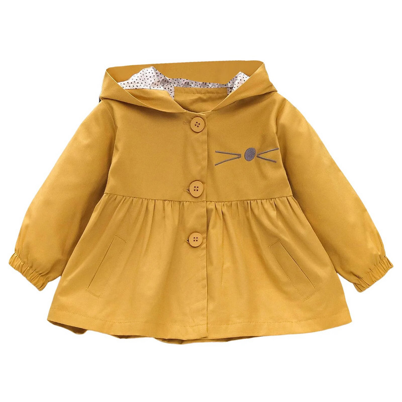 Kaputić za djevojčice Zimski kaput za djevojčice s crtežima mačaka, jakna s kapuljačom, dugih rukava, jesenska odjeća