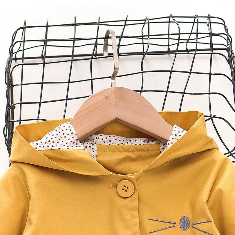 Kaputić za djevojčice Zimski kaput za djevojčice s crtežima mačaka, jakna s kapuljačom, dugih rukava, jesenska odjeća