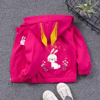 Cute Rabbit Baby Girls Coat Ανοιξιάτικο Φθινόπωρο Casual Παιδικό Αντιανεμικό Μπουφάν για Κορίτσι Εξωτερικά Ενδύματα με φερμουάρ Παιδικά Ρούχα 2-8Y