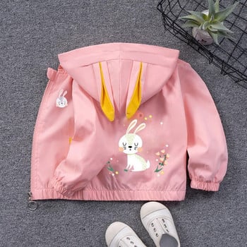 Cute Rabbit Baby Girls Coat Ανοιξιάτικο Φθινόπωρο Casual Παιδικό Αντιανεμικό Μπουφάν για Κορίτσι Εξωτερικά Ενδύματα με φερμουάρ Παιδικά Ρούχα 2-8Y