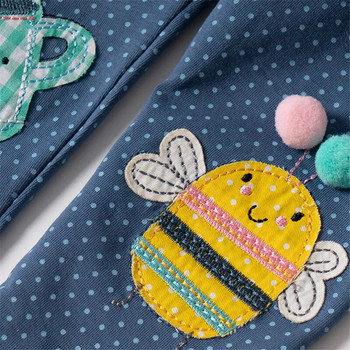 Скачащи метри Панталони за момичета Ново пристигане Пчелини апликации Бебешки панталони с клинове Есенни есенни детски дрехи Молив Панталони за момиче