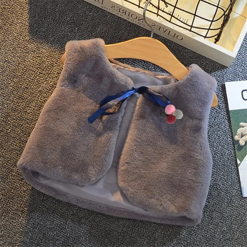 1-6 a Kids Beebivest Sügistalvine kunstkarusnahast mantel väikelastele Tüdrukutele õhuke sametine pehme vest, tüdrukute kostüümid