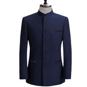 Stil chinezesc Mandarin Guler Stand Business Casual Nunta Blazer Slim Fit Barbati Costum Ocazional Jacheta Masculin Palton 4XL